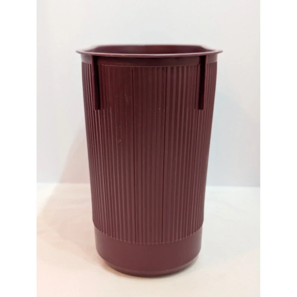 Vintage Rubbermaid Wastebasket Maroon Ribbed Plastic Trash Can 2954